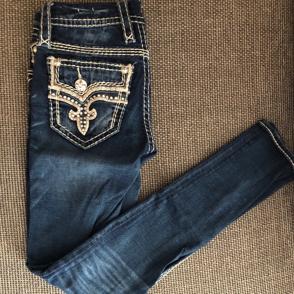 Rock revival fake close pocket jeans